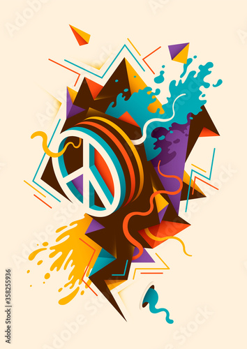 Abstract illustration with peace symbol. Vector illustration.