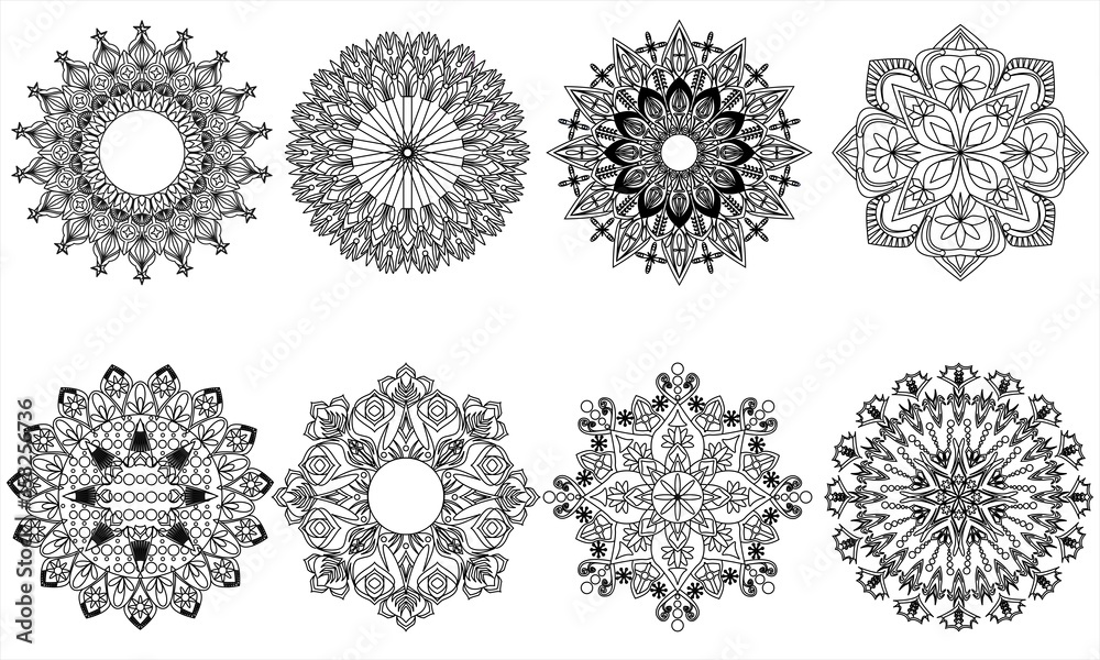 set of ornamental mandalas elements.
suitable for collection, decoration and coloring pages etc.