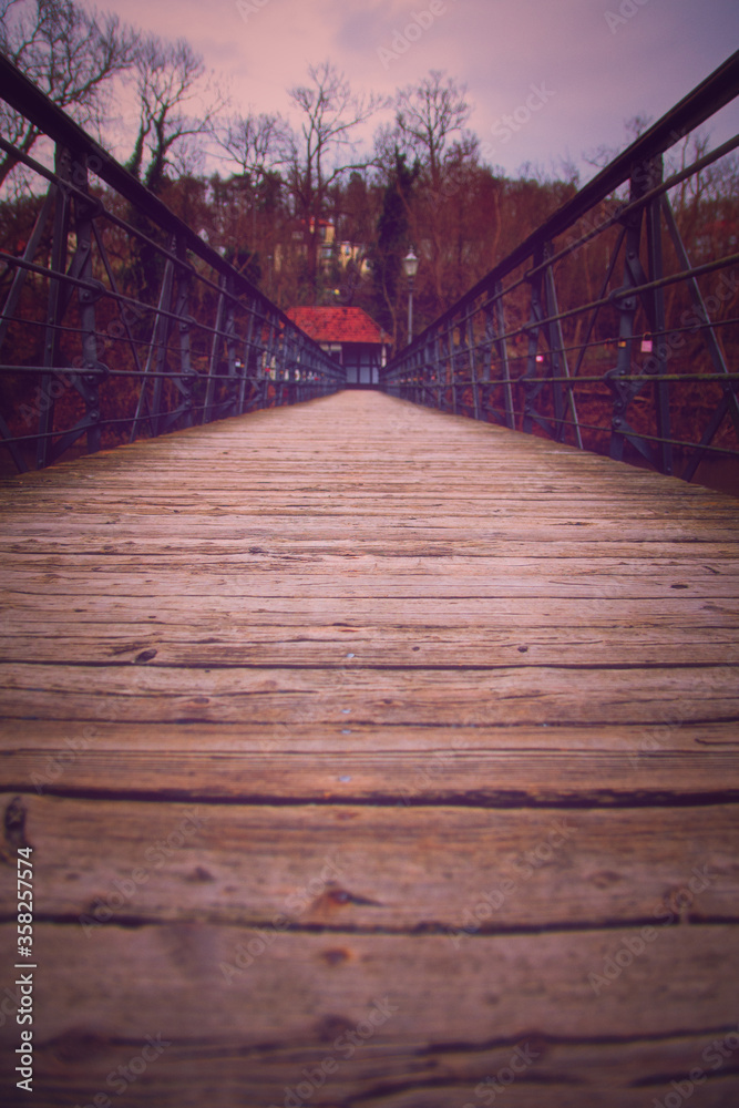 Low angle view of the Two Penny (Zweiffennigsbrücke) bridge in Melsungen Low angle view of the Two Penny (Zweiffennigsbrücke) bridge in Melsungen
