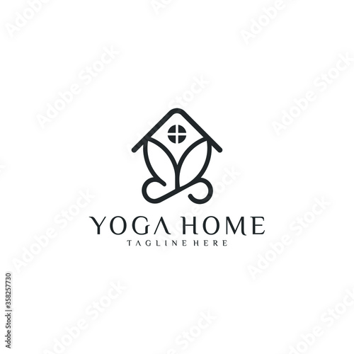 Yoga home logo design template ,Yoga center logo design concept ,Vector illustration
