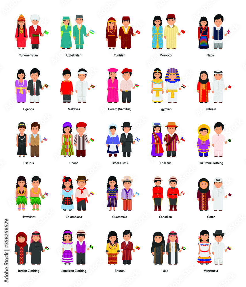 Cultural Avatars and Dresses Flat Vectors
Cultural Avatars and Dresses Flat Vectors
