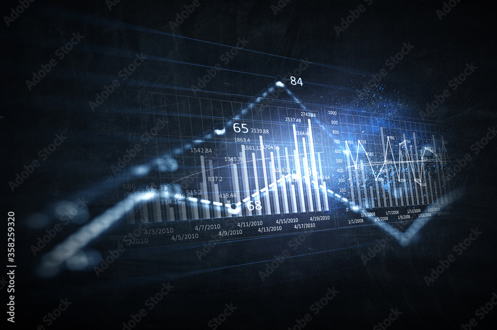 Business graph and trade monitor Business graph and trade monitor