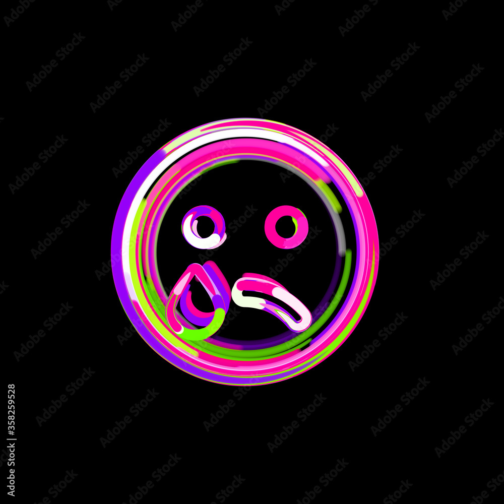 Symbol sad tear from multi-colored circles and stripes. UFO Green, Purple, Pink Symbol sad tear from multi-colored circles and stripes. UFO Green, Purple, Pink