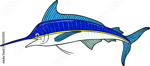 Vector Cartoon Fresh Blue Marlin