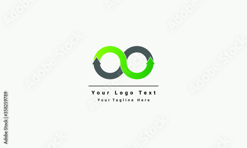 initial letter oo linked round lowercase monogram logo with black and green color. linked circle overlapping monogram logo