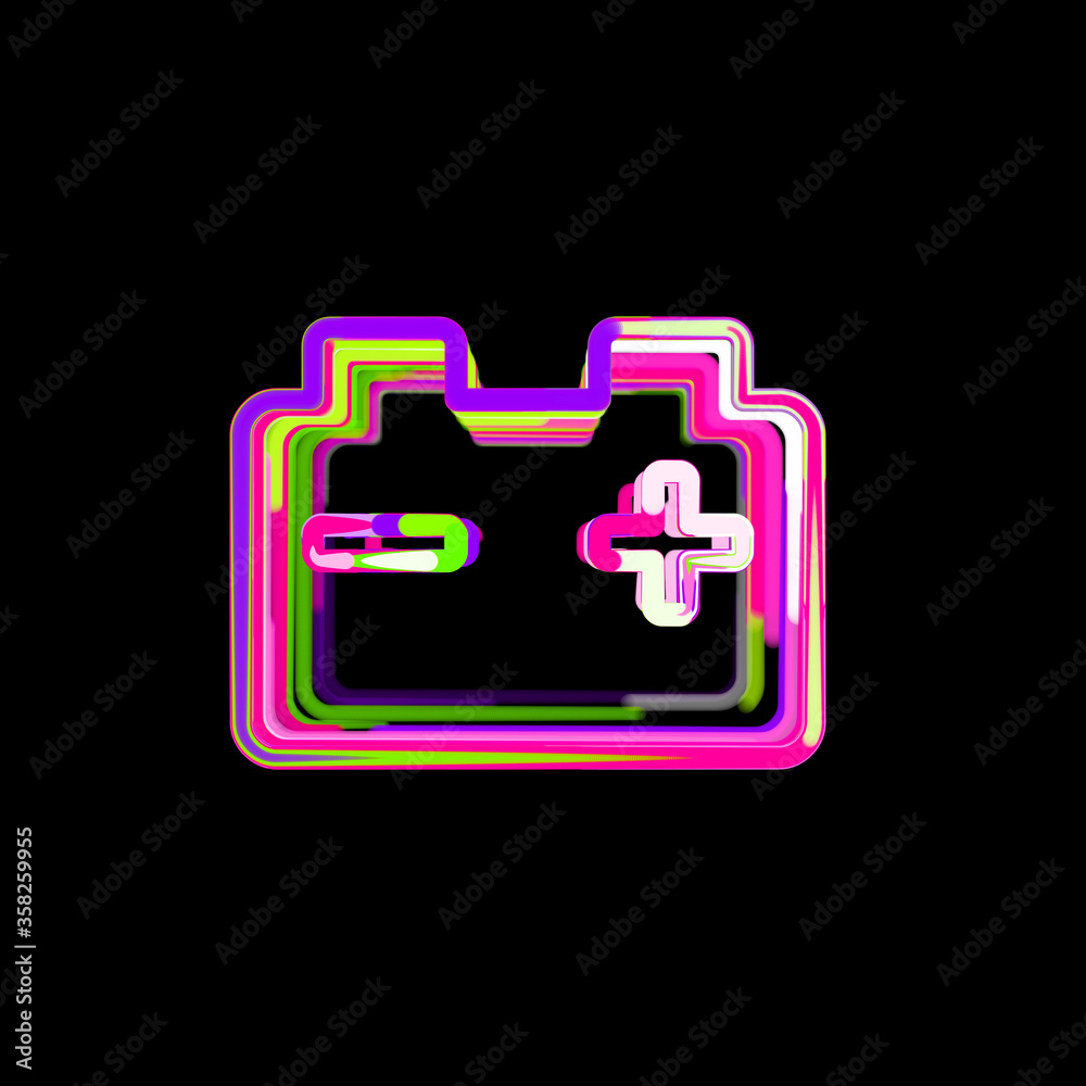 Symbol car battery from multi-colored circles and stripes. UFO Green, Purple, Pink Symbol car battery from multi-colored circles and stripes. UFO Green, Purple, Pink