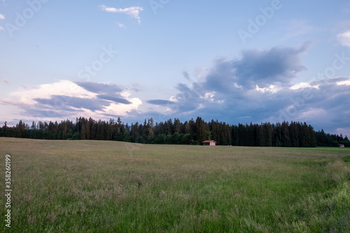 Cloud-covered meadow landscapes in Bavaria