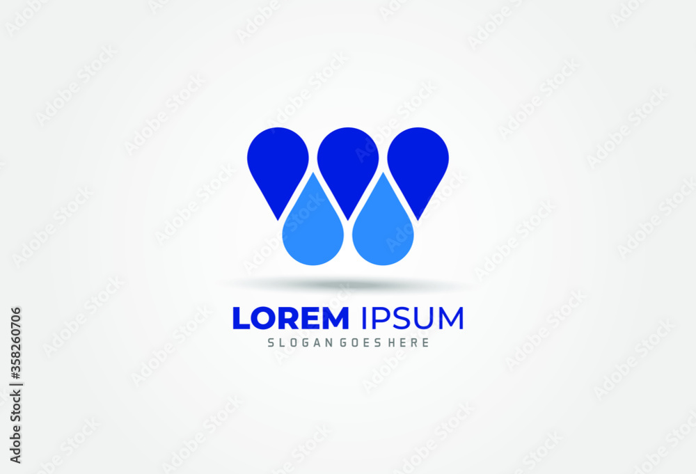 W Letter Water Drop Logo Template vector illustration design