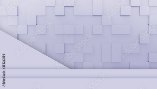 Abstract geometric digital pattern Creative idea and random square shapes on Purple Blue background - 3d rendering