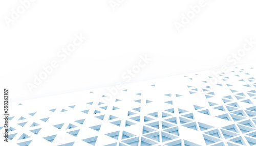 Abstract Triangle Digital random square and low poly pattern concept on Blue and white monotone background - 3d rendering