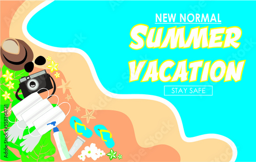 New tourism trend after the Covid-19 pandemic. Summer vacation and business travel concept. New Normal Summer vacation background