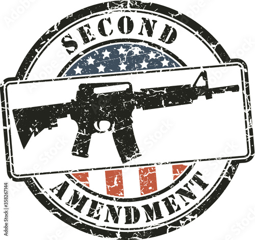 Grunge stamp Second amendment; assault rifle ar-15 