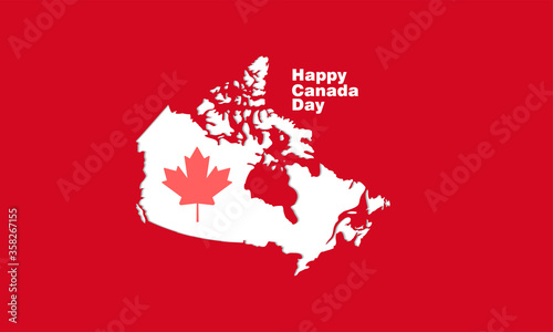 Happy Canada Day background with red maple leaf. vector illustration. paper art style