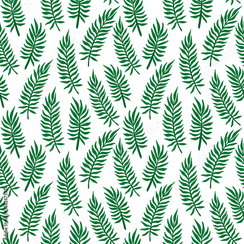 Tropic palm leaf pattern. Tropical jungle palm tree leaves seamless pattern. Vector illustration.