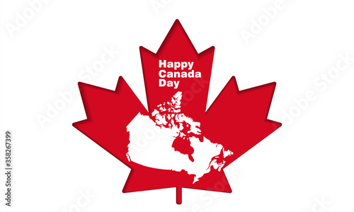 Happy Canada Day background with red maple leaf. vector illustration. paper art style