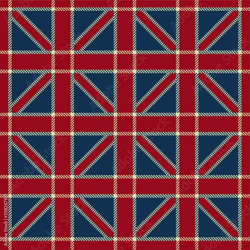 Plaid (tartan) seamless pattern. British flag. Lumberjack and hipster fashion style.