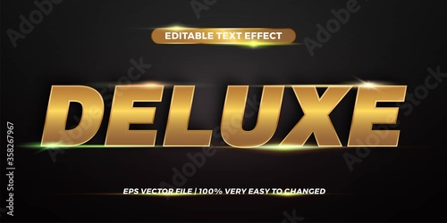 Text effect in 3d Deluxe words text effect theme editable metal gold color concept with black background