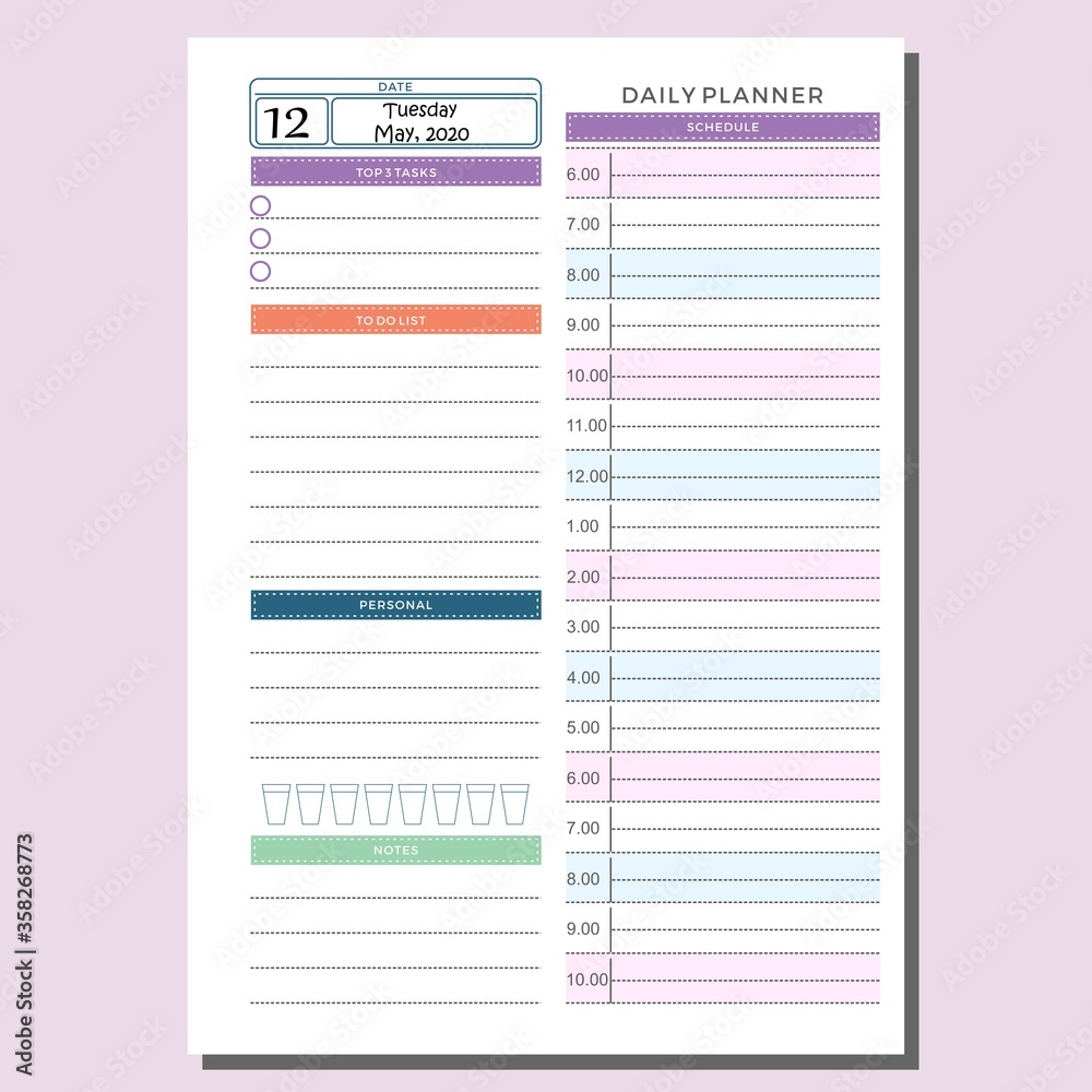 daily routine planner page