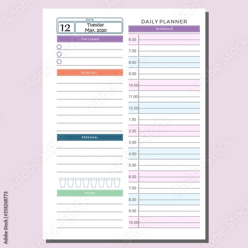 daily routine planner page