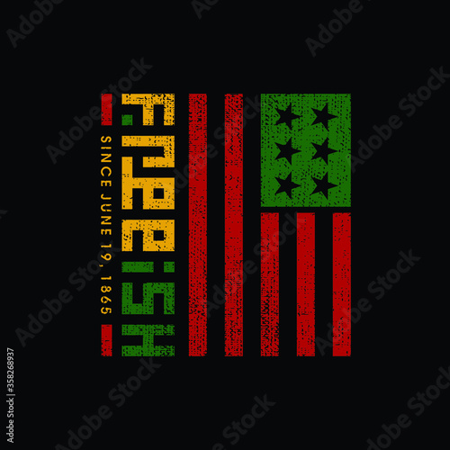 Free-Ish Since June 19, 1865. Design of Banner. Vector logo Illustration.