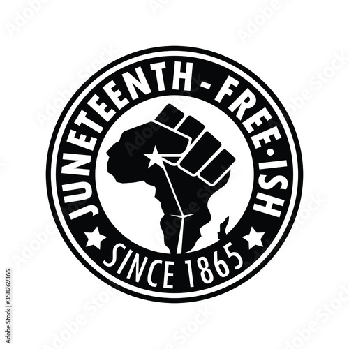 Juneteenth Free-ish Since 1865. Design of Banner. Vector logo Illustration.