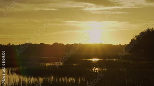 Fire Sunset at the Marsh in South Carolina, Static photo