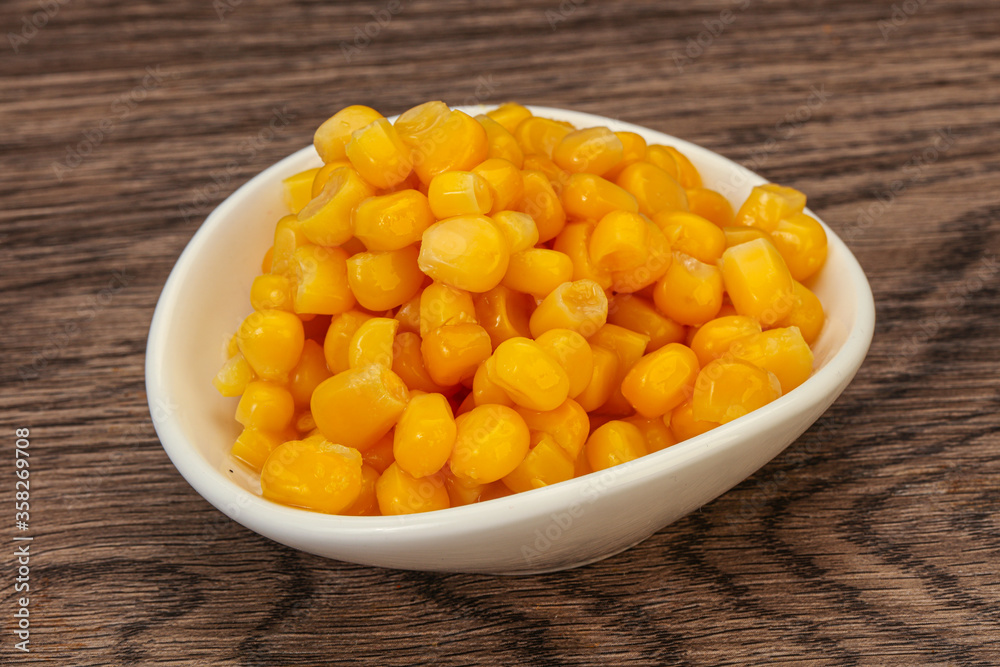 Sweet corn seeds in the bowl Sweet corn seeds in the bowl