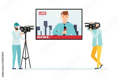 News. The television operator is shooting news.