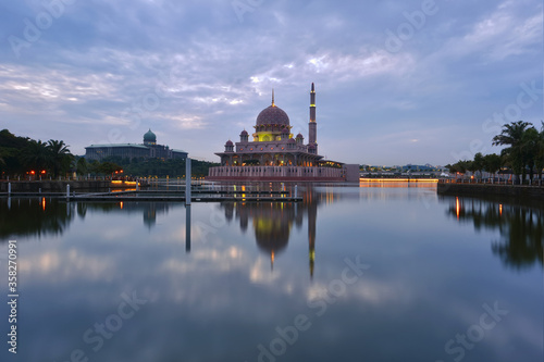 View of Putrajaya mosque at sunset