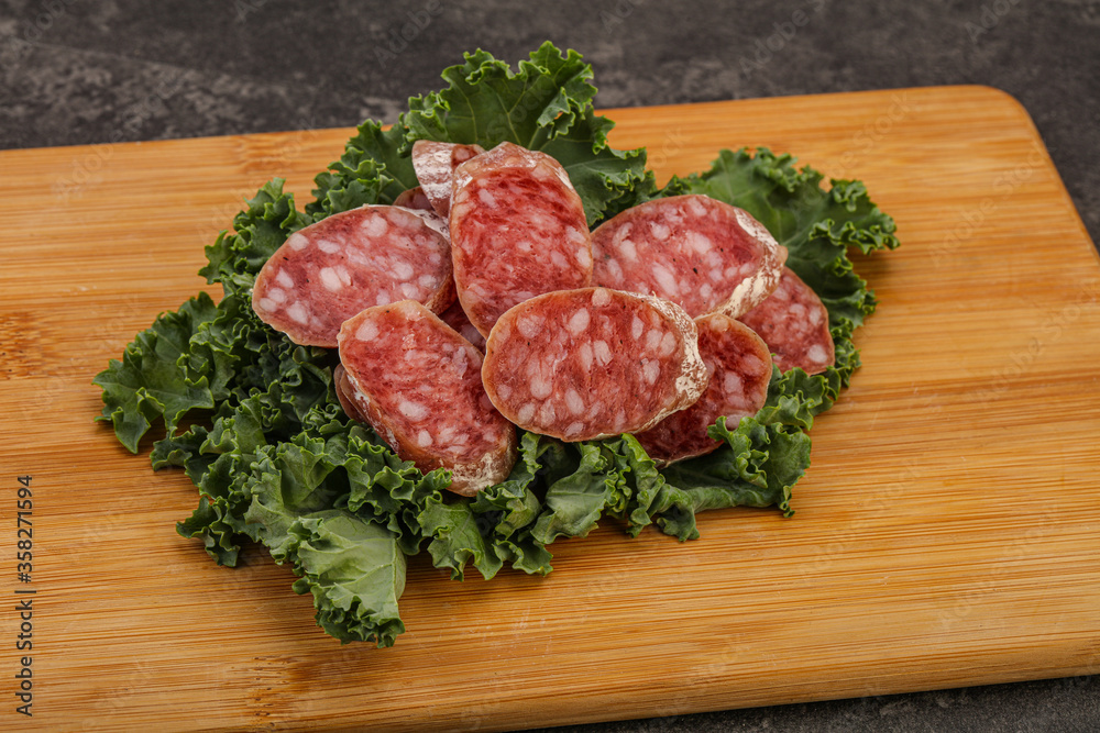 Iberian pork Fuet sausage slices Iberian pork Fuet sausage slices