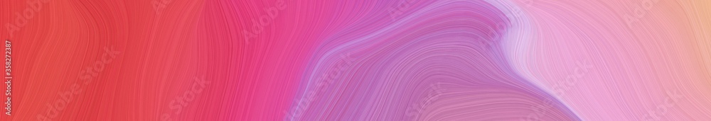Fototapeta premium beautiful wide colored banner with orchid, moderate red and pale violet red color. elegant curvy swirl waves background design
