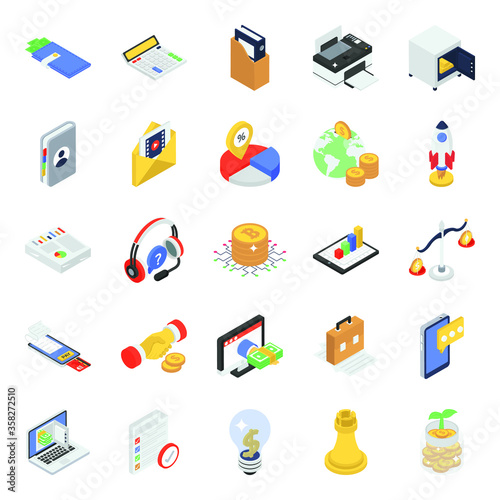 
Business Icons in Modern Isometric Style 
