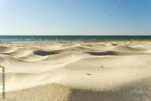 Baltic sea beach. Sea on the sandy beach. Sandy beach in Estonia.