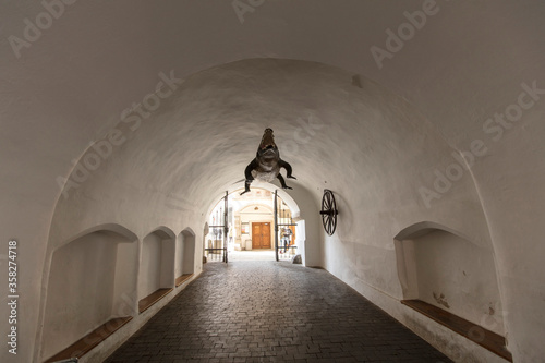 The Brno dragon in the Old Town Hall in Brno building, Czech Republic, Europe - February 22nd 2018