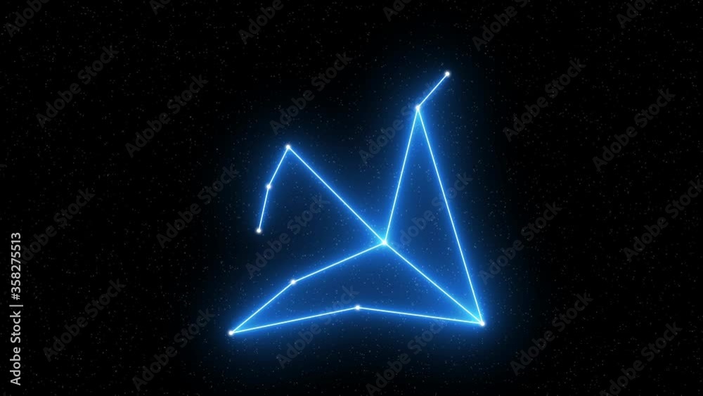 Aquila - Animated zodiac constellation and horoscope symbol with  starfield space background