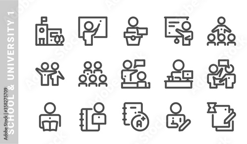 school   University 1 icon set. Outline Style. each made in 64x64 pixel