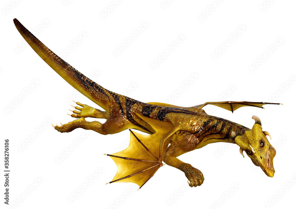 Fototapeta premium 3D Rendering Fairy Tale Dragon on White
