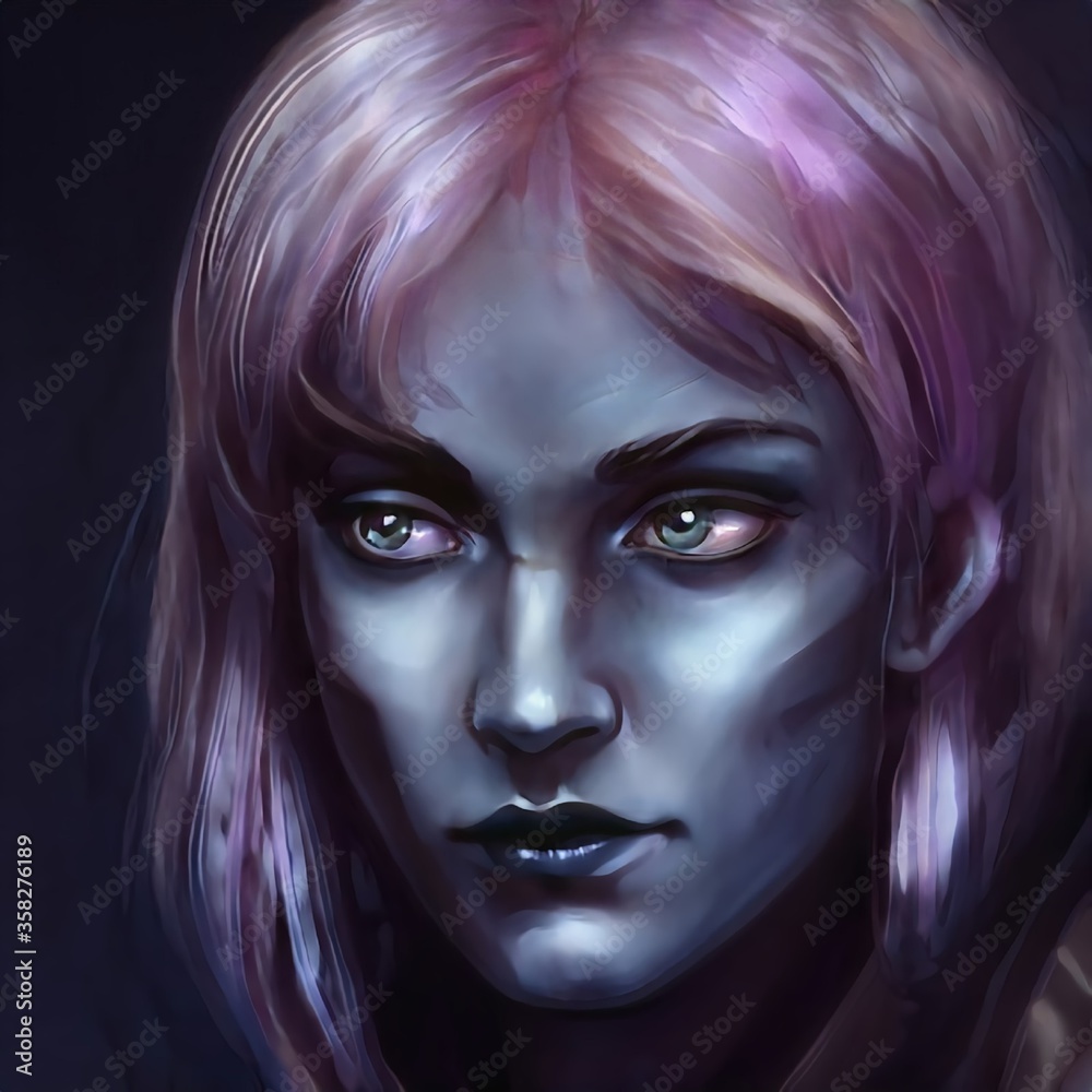Blue Beauty With Pink Hair Blue Beauty With Pink Hair