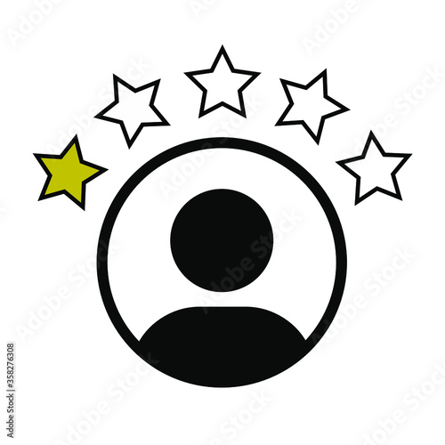 Customer experience or 5 star satisfaction rating flat vector icon for review apps and websites

