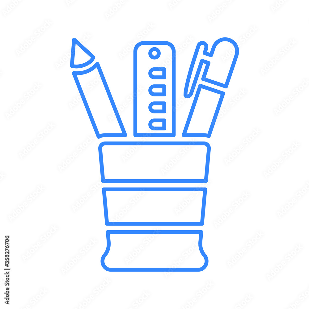 Pen holder line icon, stationery container Pen holder line icon, stationery container