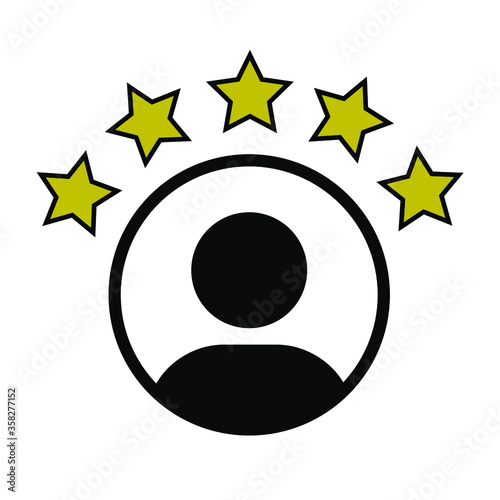 Customer experience or 5 star satisfaction rating flat vector icon for review apps and websites