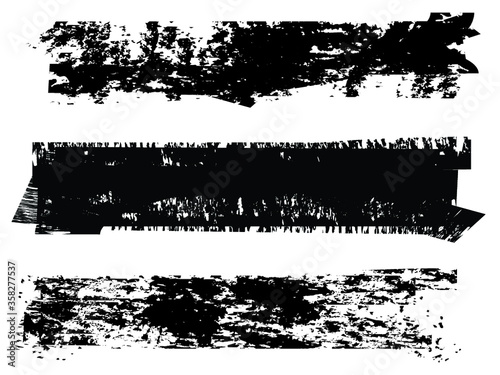 Grunge Paint stripe . Vector brush Stroke . Distressed banner . Black isolated paintbrush collection . Modern Textured shape . Dry border in Black . 