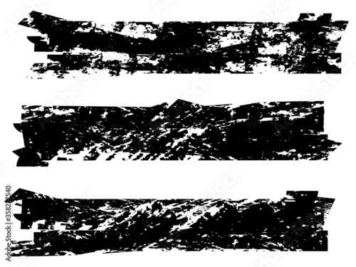 Grunge Paint stripe . Vector brush Stroke . Distressed banner . Black isolated paintbrush collection . Modern Textured shape . Dry border in Black . 