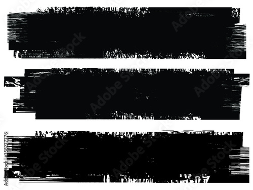Grunge Paint stripe . Vector brush Stroke . Distressed banner . Black isolated paintbrush collection . Modern Textured shape . Dry border in Black . 
