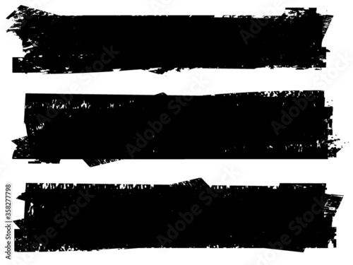 Grunge Paint stripe . Vector brush Stroke . Distressed banner . Black isolated paintbrush collection . Modern Textured shape . Dry border in Black . 