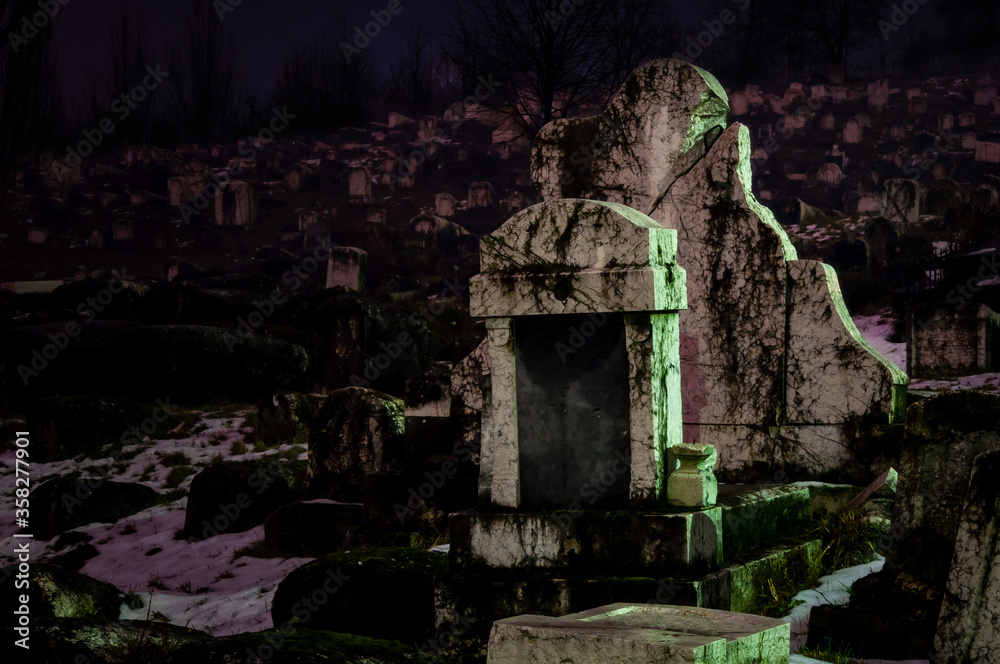 Old Jewish cemetery in Sarajevo. A proof of once big and lively community. Long exposure night shot.