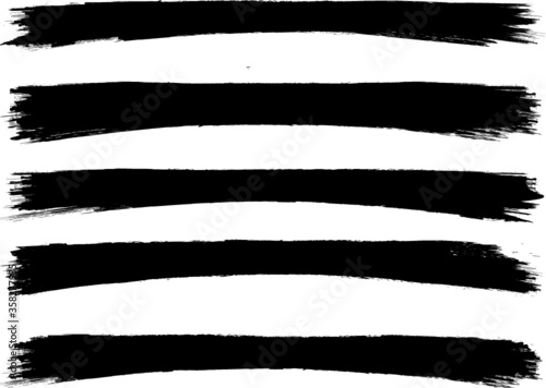 Grunge Paint stripe . Vector brush Stroke . Distressed banner . Black isolated paintbrush collection . Modern Textured shape . Dry border in Black . 