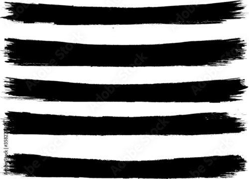 Grunge Paint stripe . Vector brush Stroke . Distressed banner . Black isolated paintbrush collection . Modern Textured shape . Dry border in Black . 