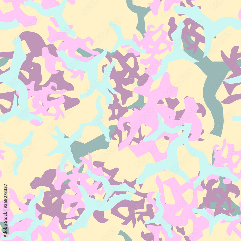 UFO camouflage of various shades of beige, pink and blue colors