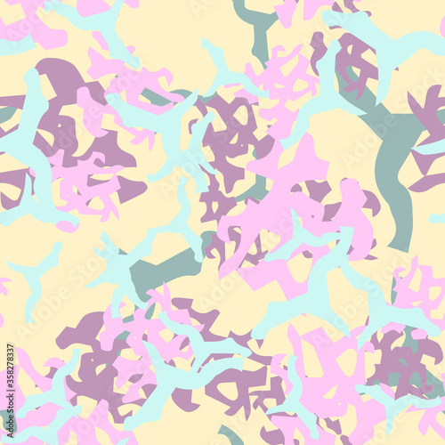 UFO camouflage of various shades of beige, pink and blue colors